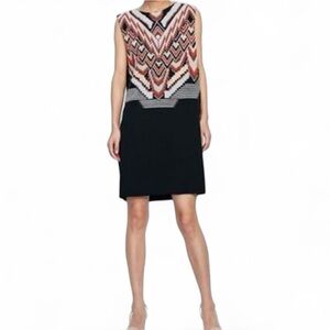 Zara Black and Orange Aztec Print Sleeveless Dress